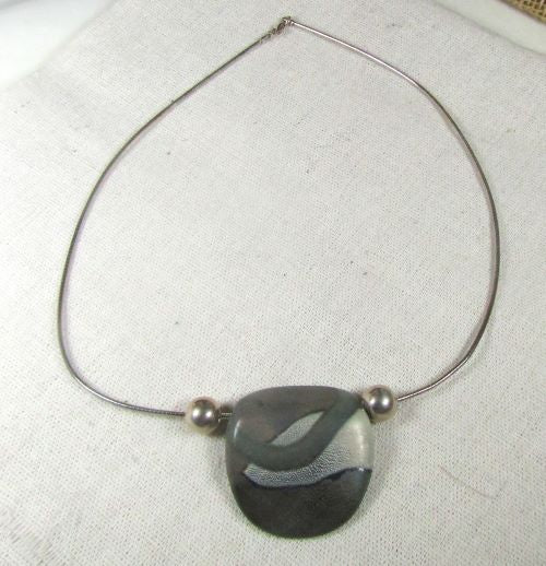 Dark Grey Handmade Pendant Necklace