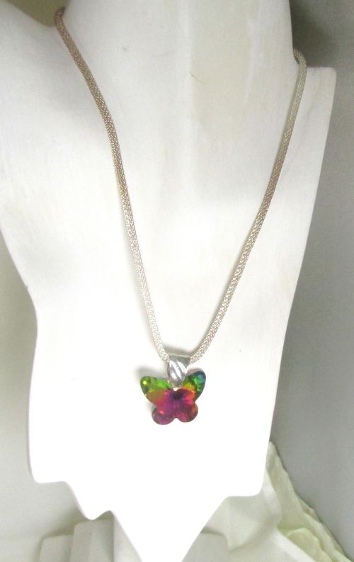 Crystal Butterfly Pendant Necklace