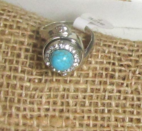 Turquoise &  Rhinestone  Fashion Ring Size 7