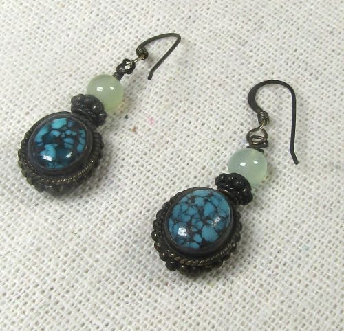 Aquamarine and Turquoise Dangle  Earrings