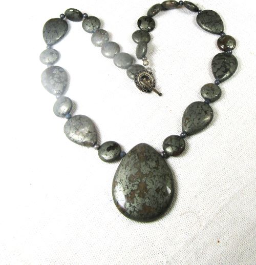 Pyrite Necklace with Teardrop Pendant