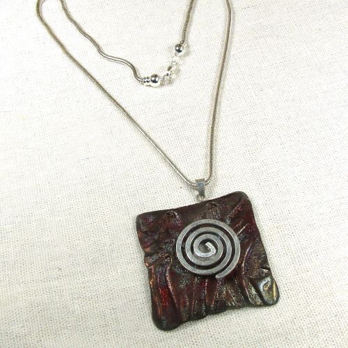 Artisan Multi-luster Raku Handmade Ceramic Pendant Necklace