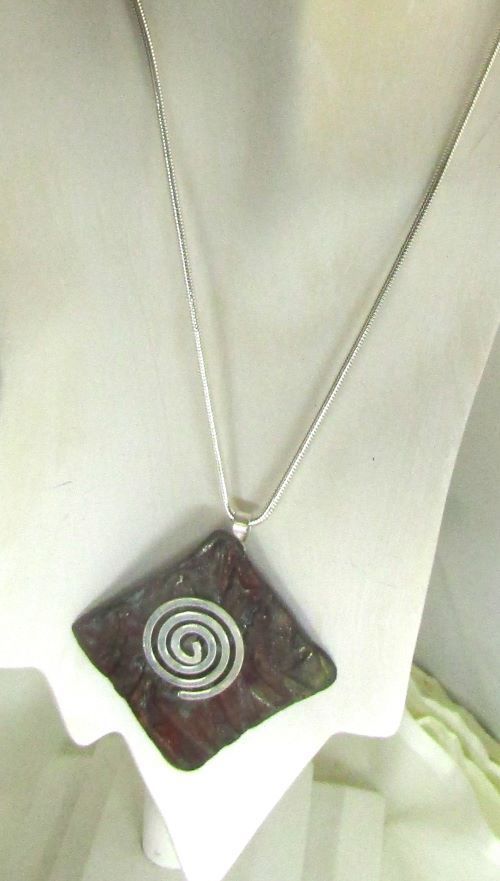 Artisan Multi-luster Raku Handmade Ceramic Pendant Necklace