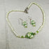 Pearl & Handmade Green Bead Necklace & Earrings