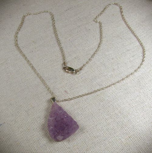 Amethyst Druzy Pendant Necklace