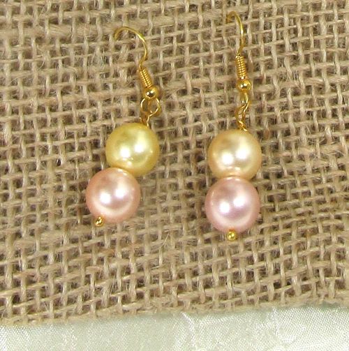 pink shell pearl earrings