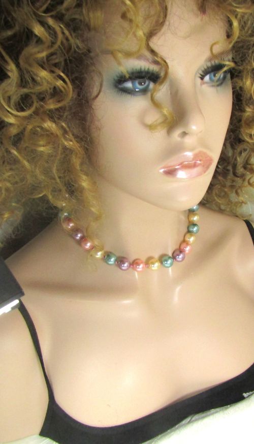 Multi-colored Shell Pearl Necklace & Earrings