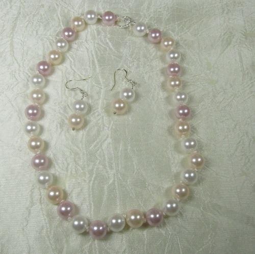 Shell pearl pink jewelry set