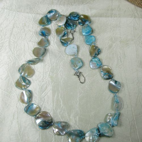 Rustic Sky Blue Peal Necklace Irregular