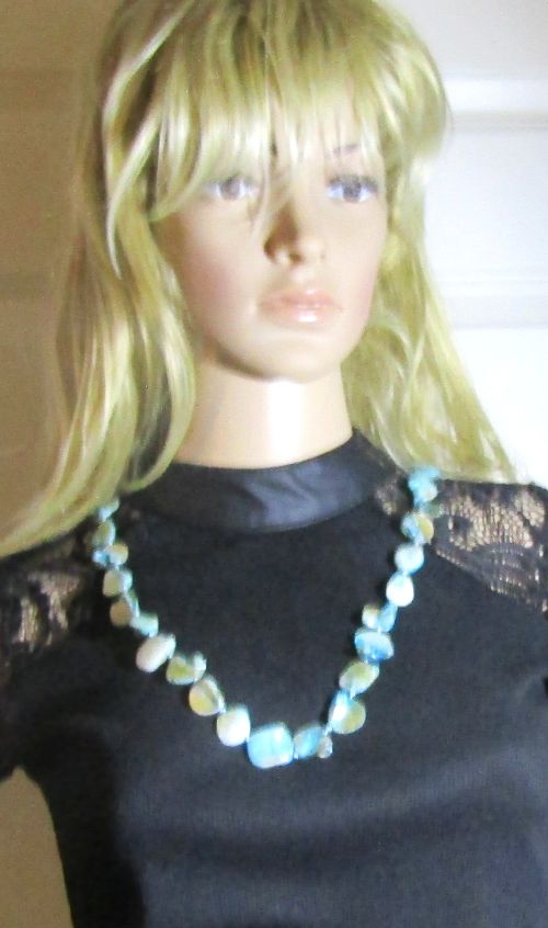 Rustic Sky Blue Peal Necklace Irregular