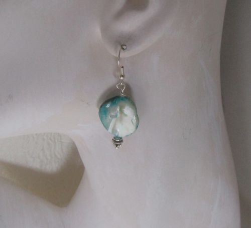 Rustic Sky Blue irregular Shell Pearls Earrings