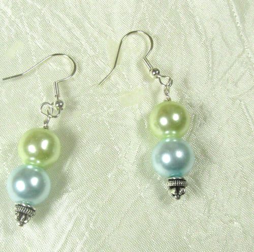 Shades of Green Pearl Earrings