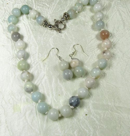 Aqua Gemstone Necklace & Earrings