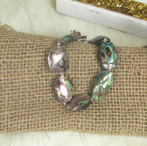 Natural Abalone Shell Bead Bracelet