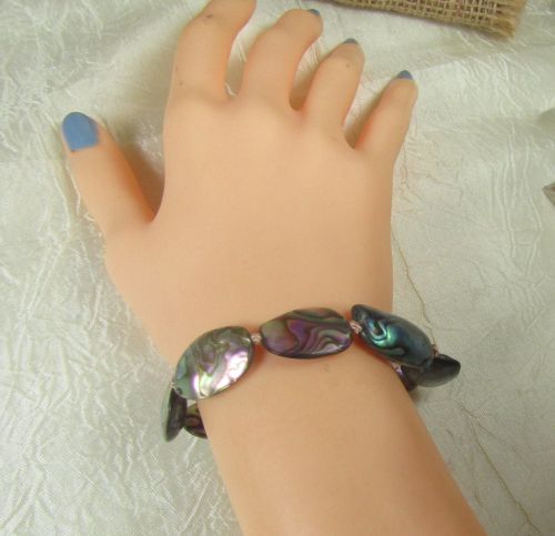 Natural Abalone Shell Bead Bracelet