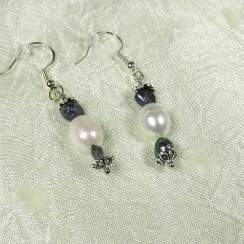 White Freshwater Sea Shell Pearl Earrings