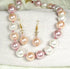 Pink Shell Pearl Necklace & Earrings