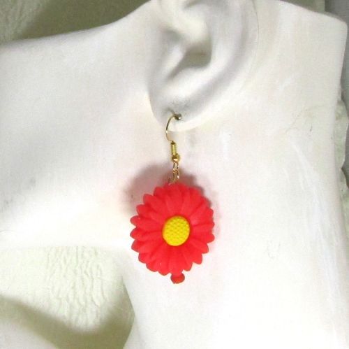 Cute Red Sunflower Earrings
