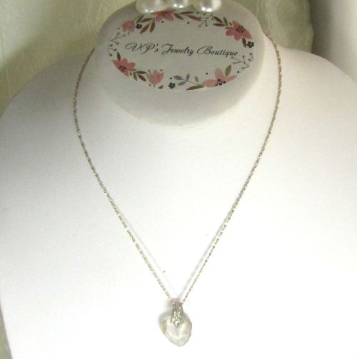 Beige Crystal Heart Pendant Necklace