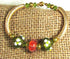 Gold Bangle Bracelet Artisan Handmade  Olive & Melon Bead Accents