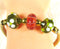 Gold Bangle Bracelet Artisan Handmade  Olive & Melon Bead Accents