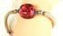 Silver Bangle Bracelet in Cherry and Cream Artisan Bead