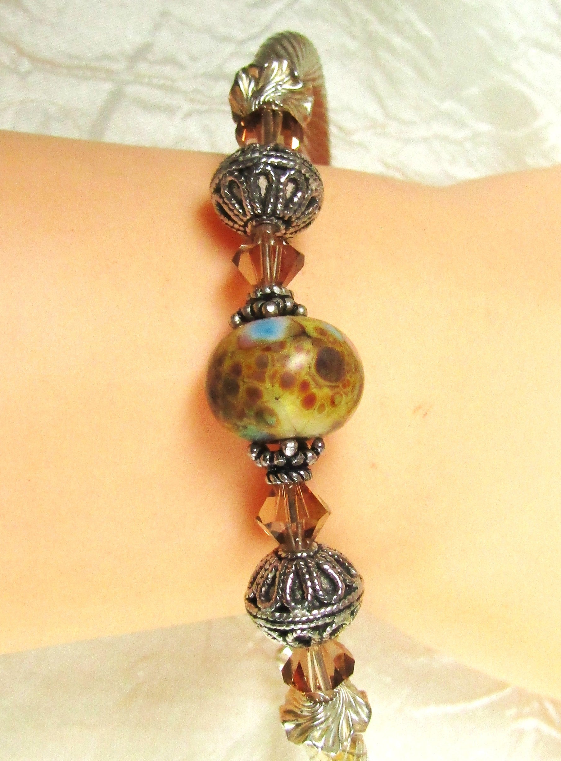 Sand Swirled  Artisan Bead  Bangle Bracelet