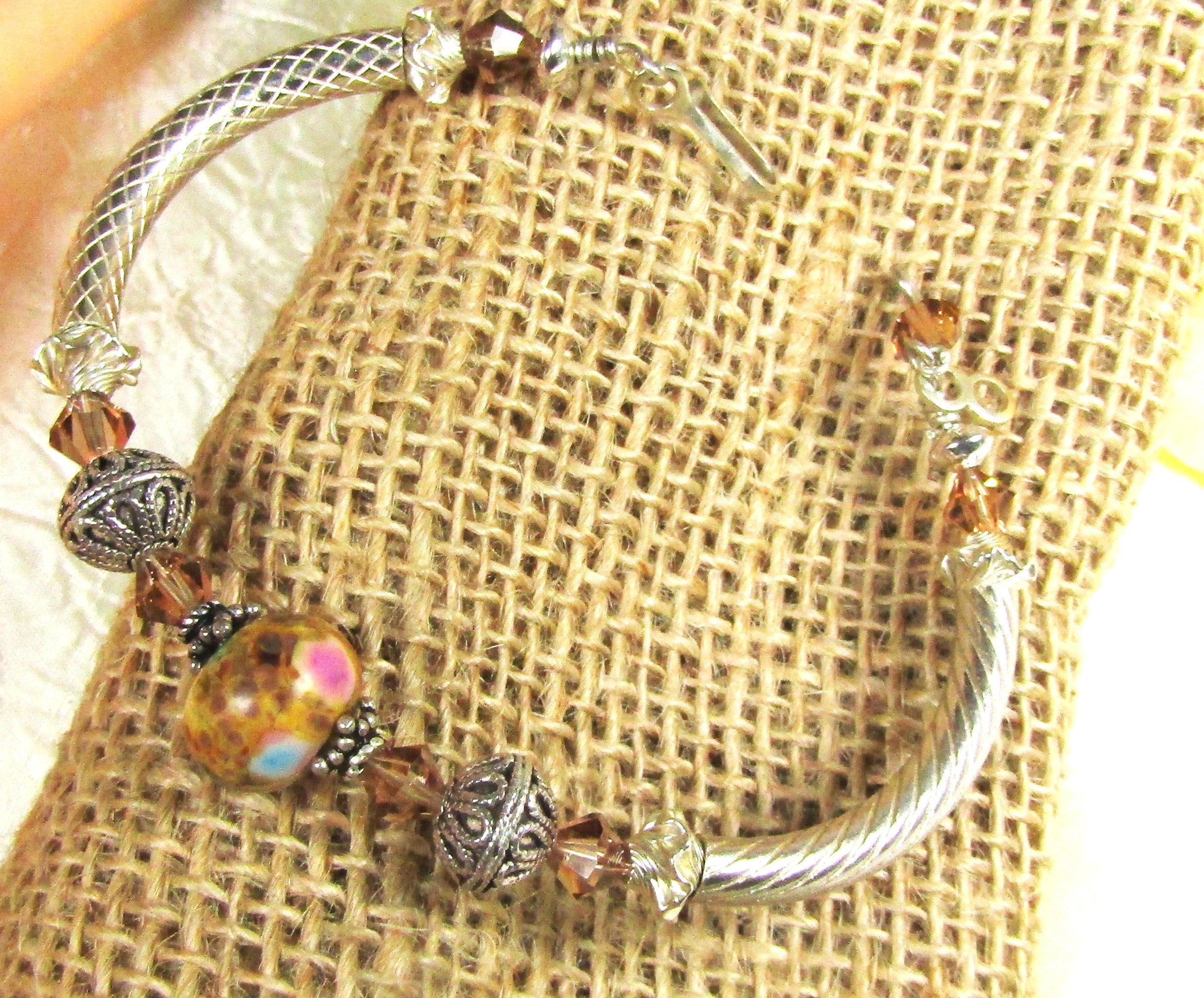 Sand Swirled  Artisan Bead  Bangle Bracelet