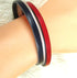 Red White & Blue Leather Cuff Bracelet with Silver Clasp