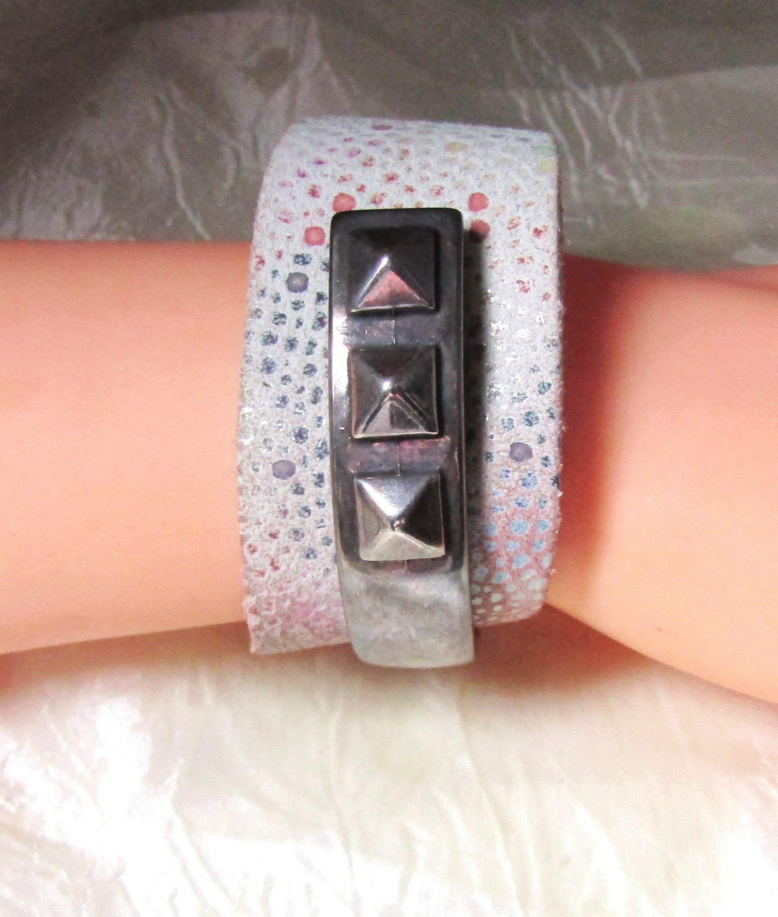 Stingray Leather Cuff Bracelets Silver Accent