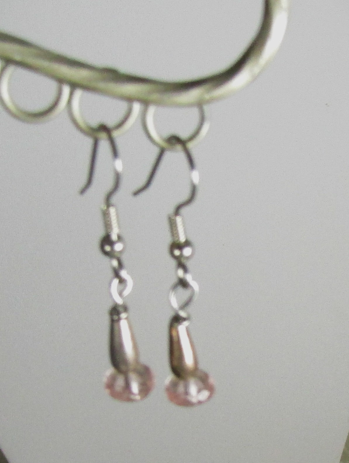 Pink Crystal and Sterling Drop Earrings