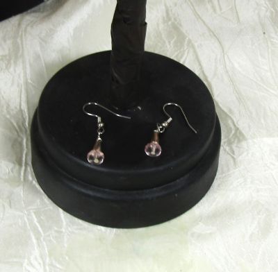 Pink Crystal and Sterling Drop Earrings