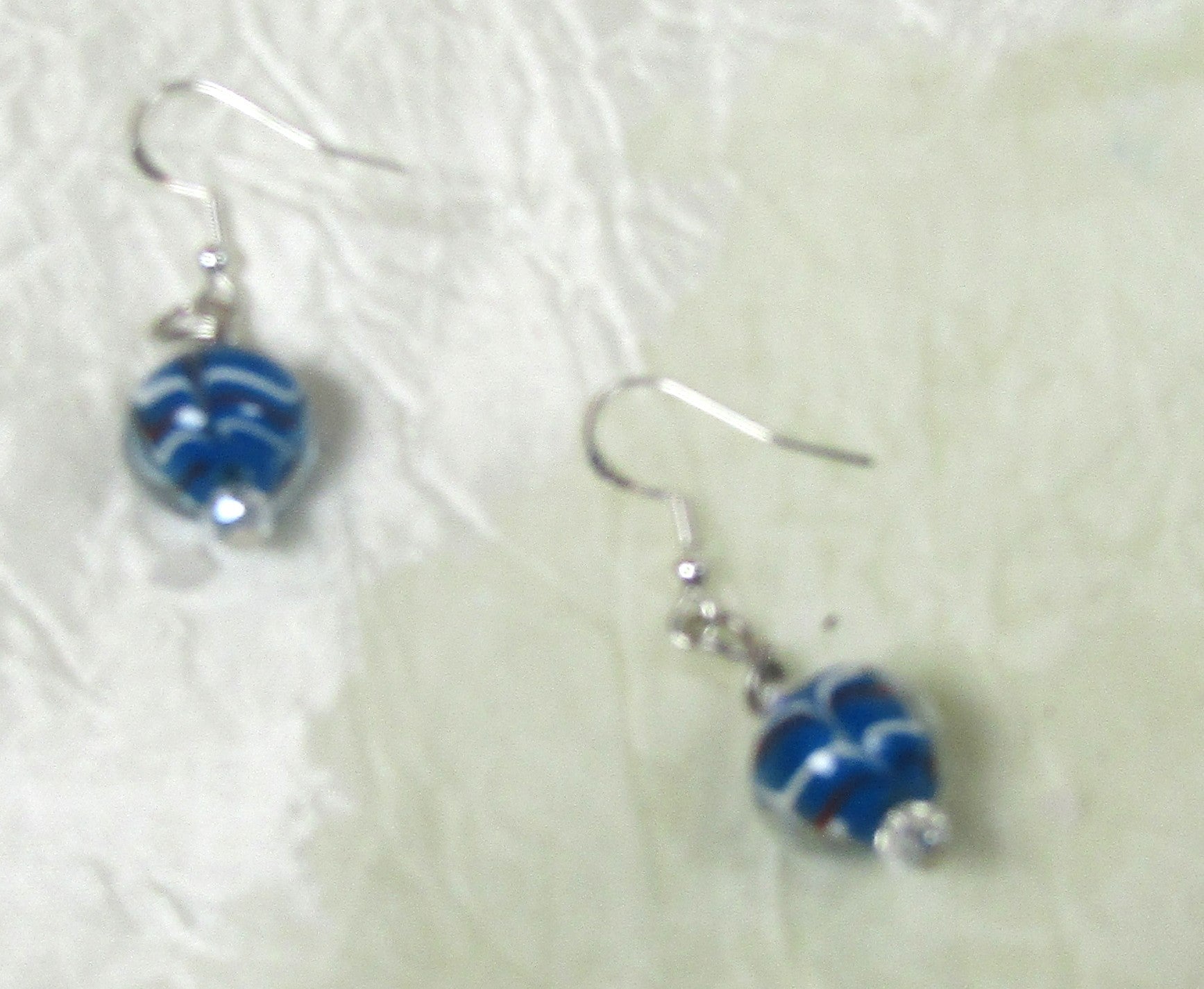 Blue Artisan Bead Drop Earrings