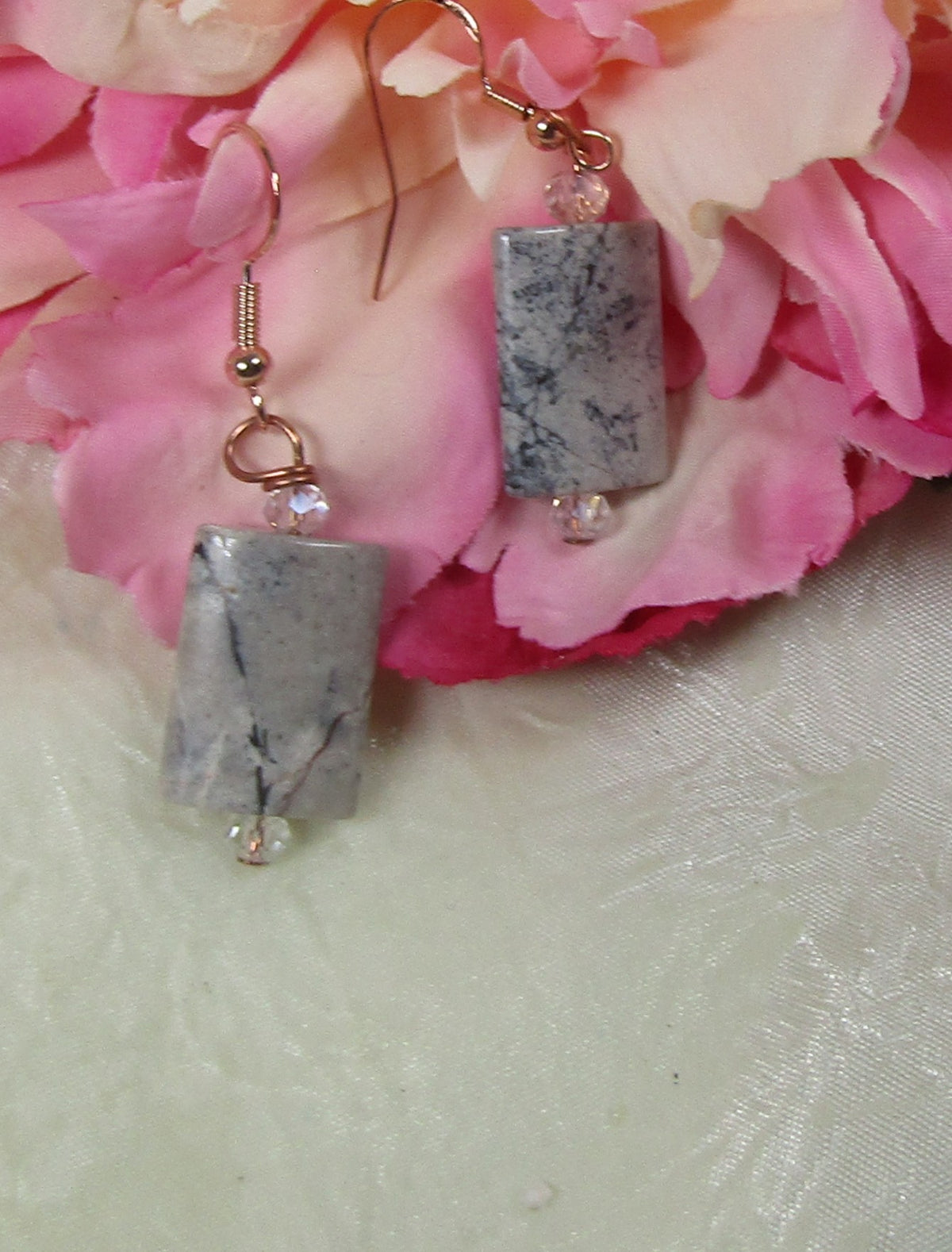 Grey Gemstone Drop Earrings