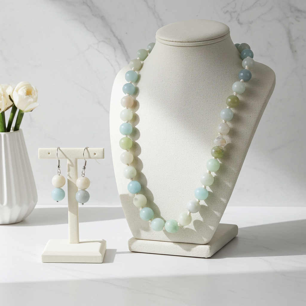Amazonite Gemstone Necklace & Earrings