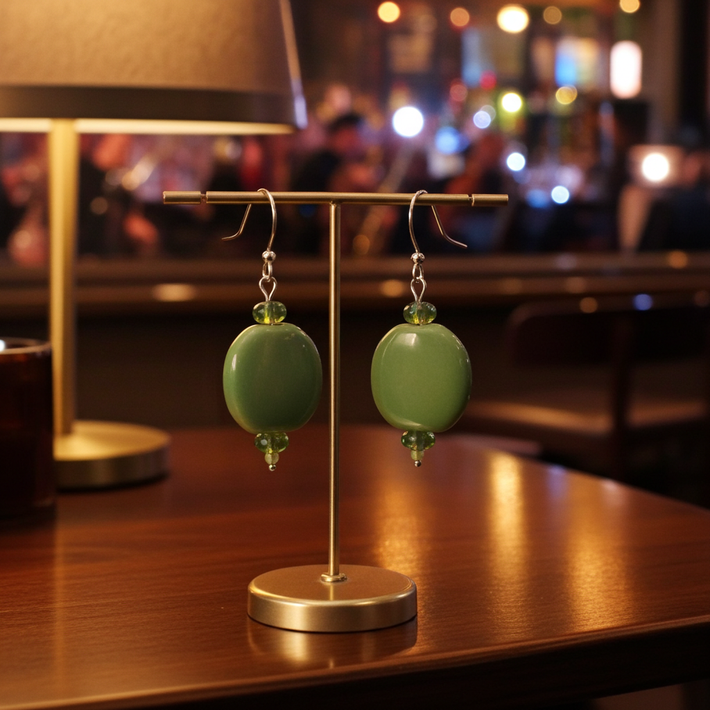 Apple Green Kazuri Earrings Fair Trade Drop Earrings
