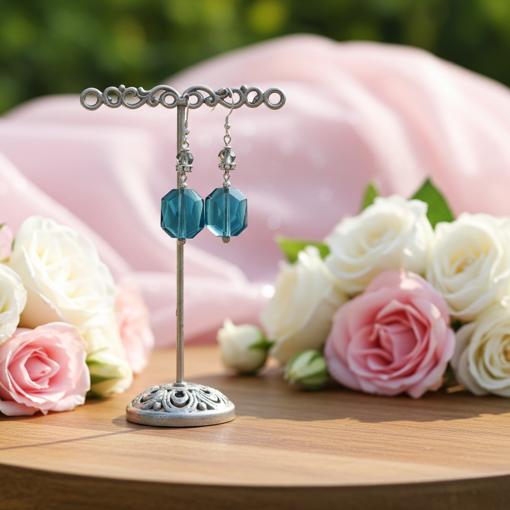 Turquoise Crystal Drop Earrings