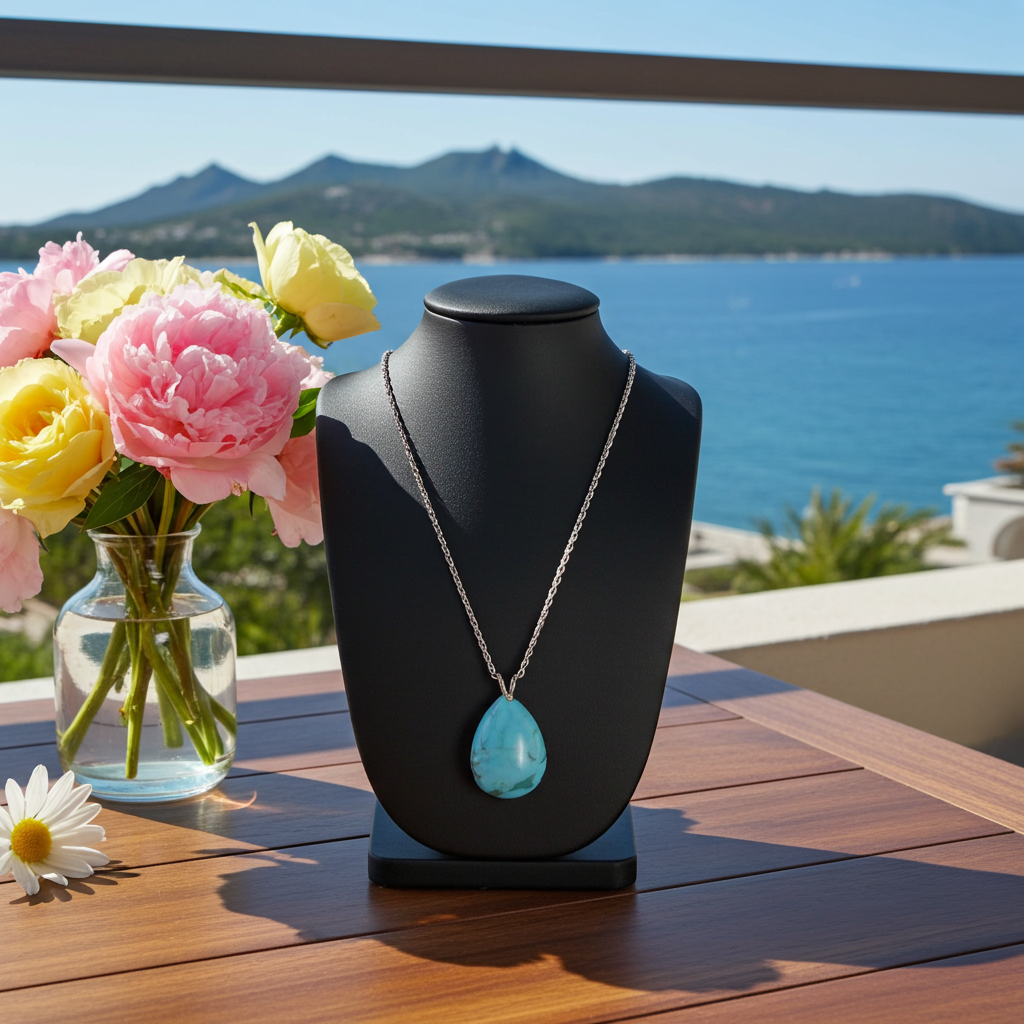 Turquoise Teardrop Pendant Necklace