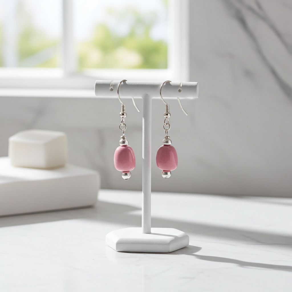 Delicate Pink Kazuri Earrings