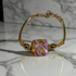Handmade Pink  and Gold Bangle  Bracelet