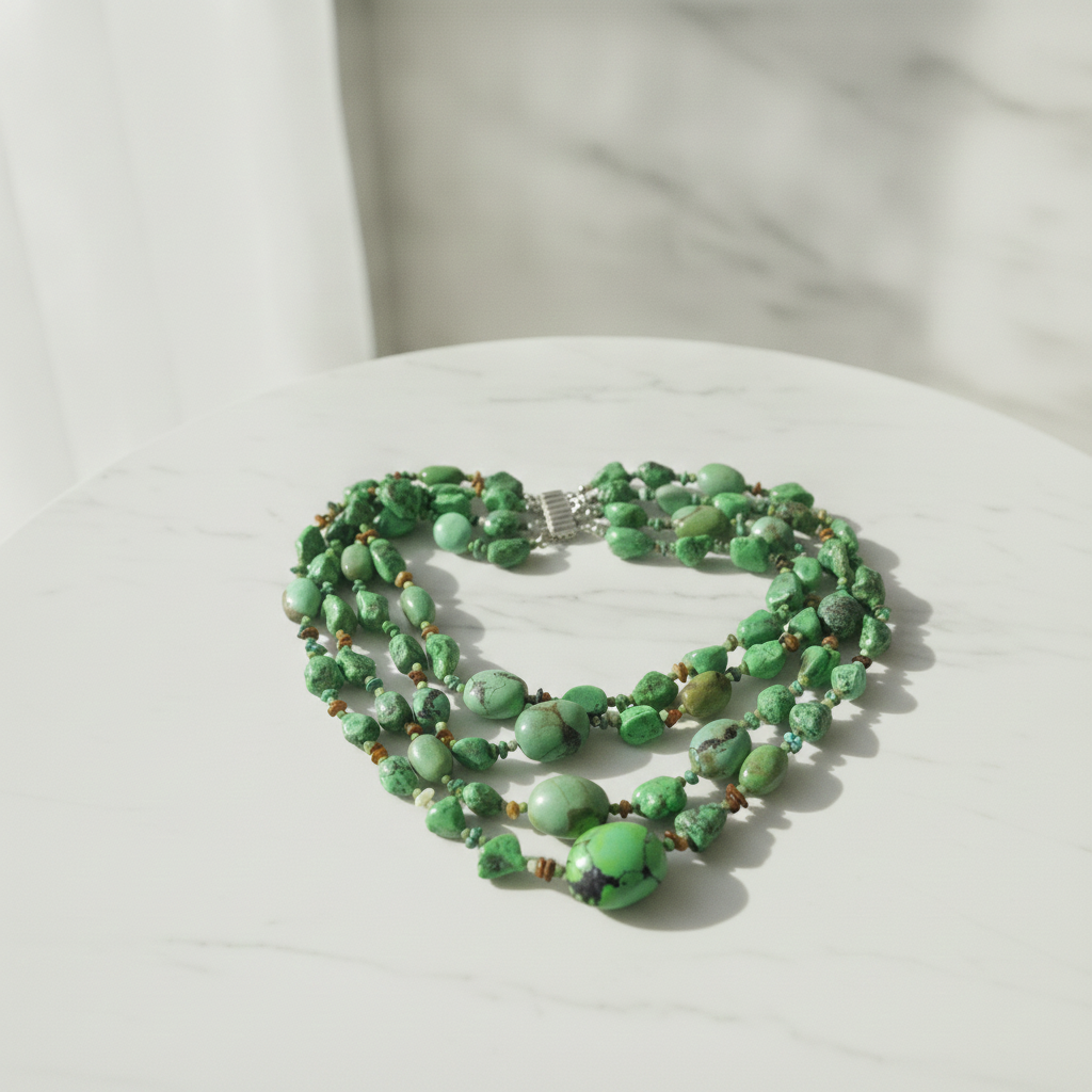 Multi-strand Apple Green Turquoise Handmade Necklace