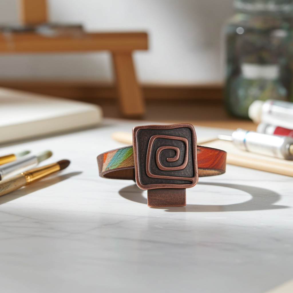 Multi-colored Flat Leather with Copper focus