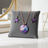 Bold Purple Patina Copper Pendant Necklace &  Earrings