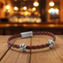 Pink Girl's Braided Leather Bracelet with Cat Paws