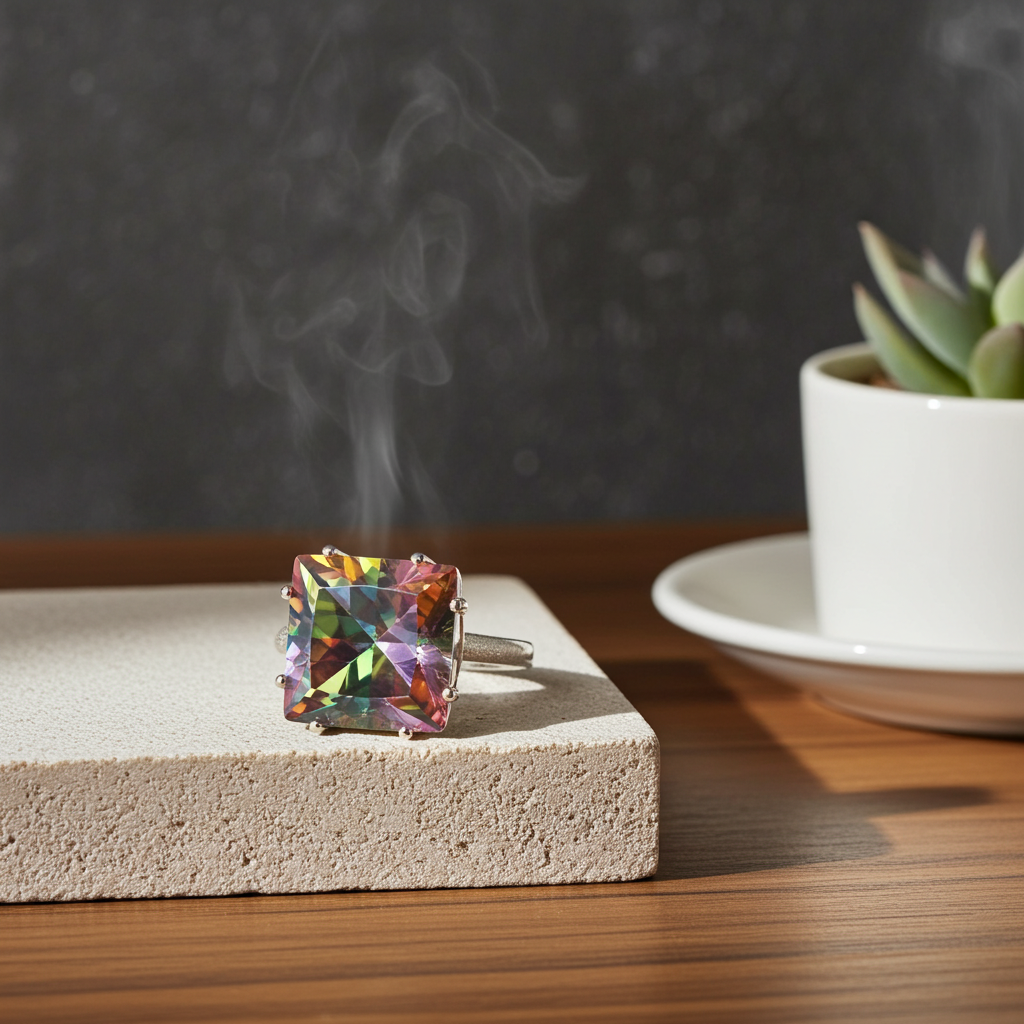 Big Multi Colored CZ Ring Size 7