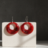 Bold Red & Silver Earrings Light Weight