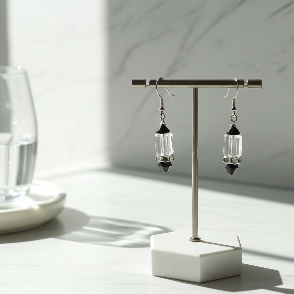 Black & White  Handmade Artisan Bead Earrings