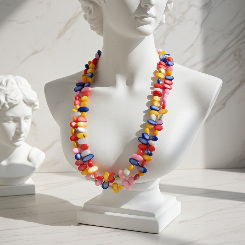 Multi Colored Double Strand Shell Necklace