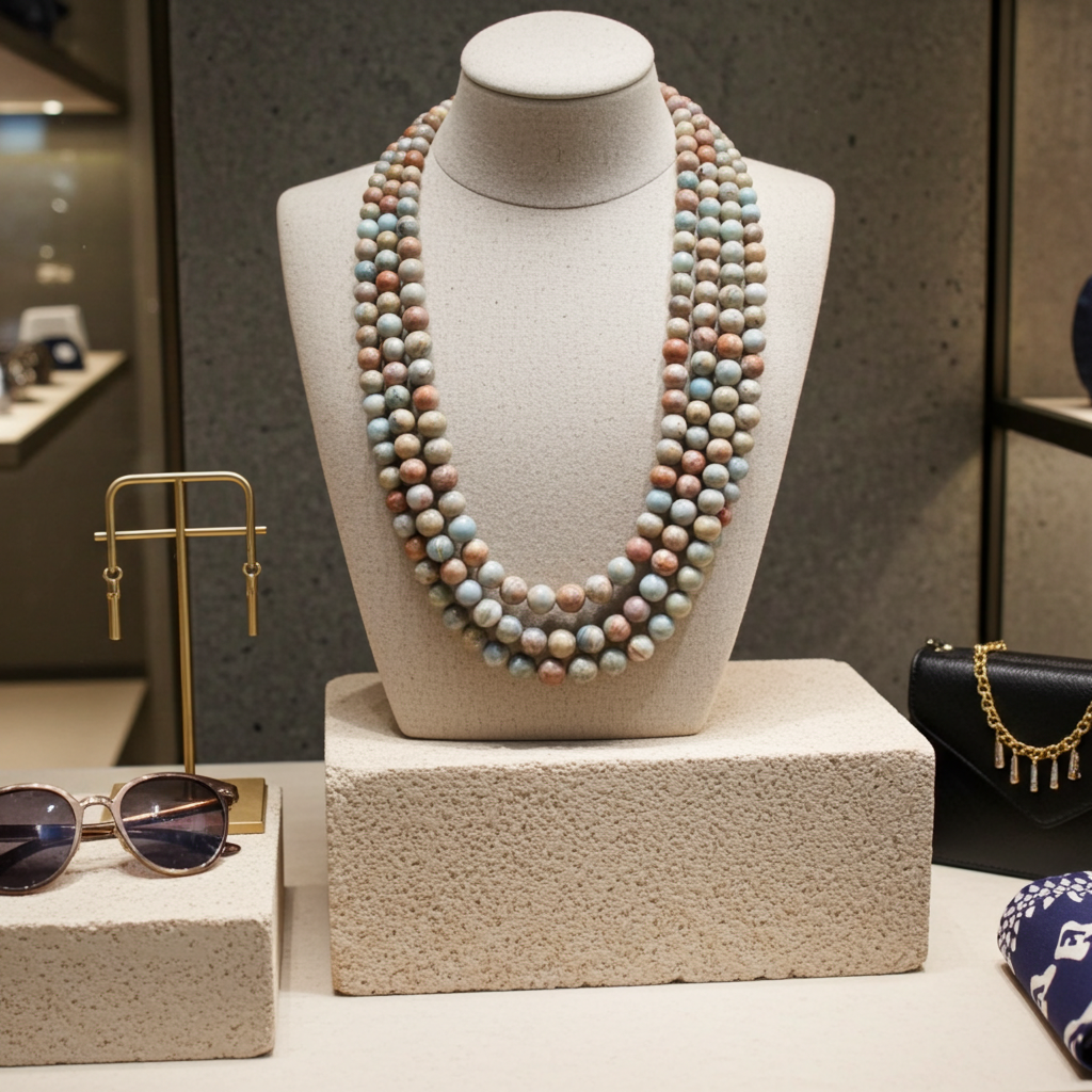 MUlti-Strand African Opal Gemstone Statement Necklace