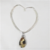 Rare Gemstone Teardrop Pendant on Mult-strand Silver Chain